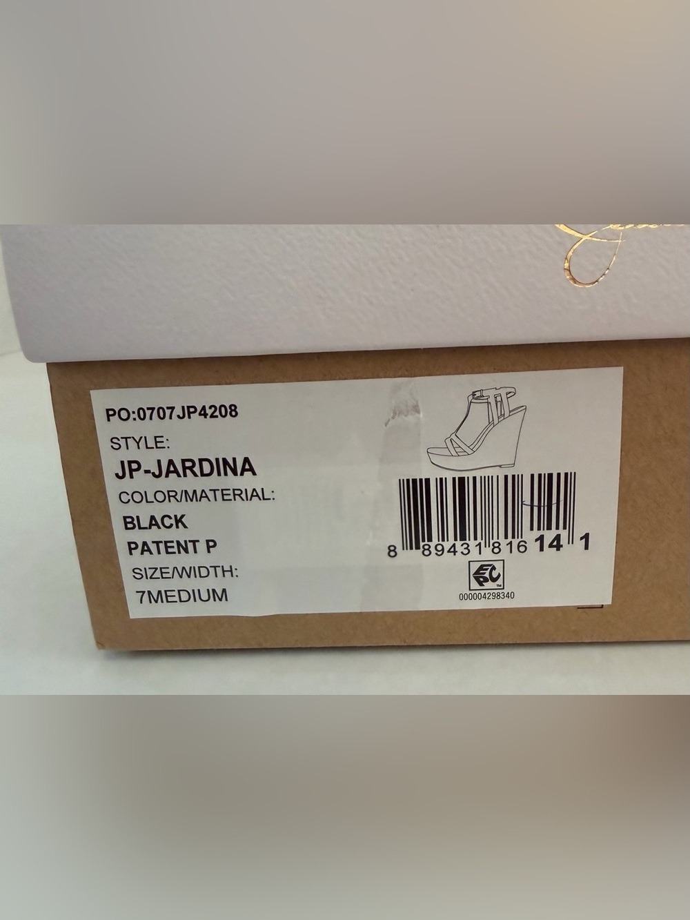 NWT Jessica Simpson Jardina Black Patent Cork Wedge Sandals Size 7M - Picture 5 of 15